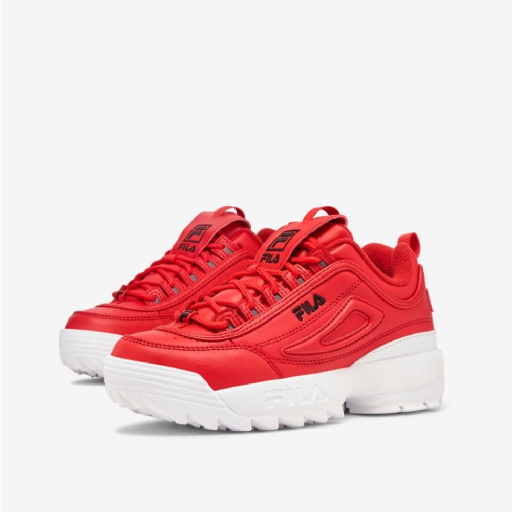 Fila Disruptor II Premium Red Sneakers Shoes. NWT Size 5 1/2.